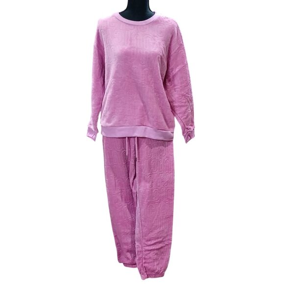 Juicy Couture Pink Fleece Sleepwear Set Size Medium Top & Bottom Pajamas - Picture 1 of 12